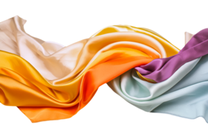Silky shiny colourful fabric on a transparent background. graphic elements png