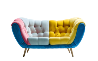 Stylish Colorful Sofa isolated on transparent background png