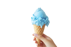 Cool Blue Ice Cream in a Cone on transparent background png