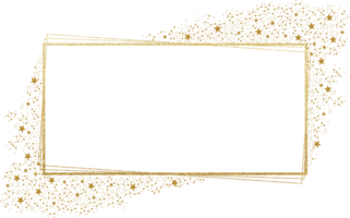 Gold Rectangular Frame With Sparkling Stars png