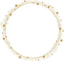 Gold Circle Frame With Many Sparkling Stars Around It png