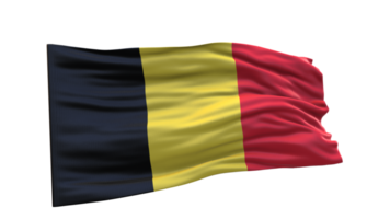 Belgium Flag 3d render waving fabric textured clipart transparent background image png
