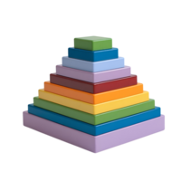 pyramid of colorful wooden blocks is arranged in ascending order of size isolated on transparent background png