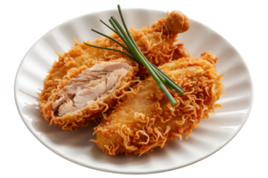 crispy fried chicken drumsticks is garnished with fresh green onions isolated on transparent background png