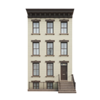house building with brown accents and a front entrance with steps leading up to itisolated on transparent background png