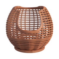 woven wicker basket with a rounded base and an open top isolated on transparent background png