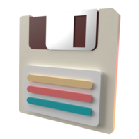 3D Rendering of Vintage Floppy Disk for Website, Application, and Banner. Retro Floppy Disk 3D Illustration png