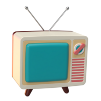 3D Rendering of Retro Television Icon for Website, Application, and Banner. Retro Television 3D Illustration. png