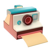 3D Rendering of Retro Instant Photo Camera Icon for Website, Application, and Banner. Retro Instant Photo Camera 3D Illustration. png