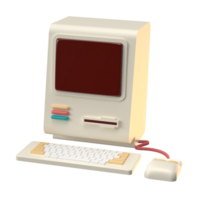 3D Rendering of Vintage Computer Icon for Website, Application, and Banner. Vintage Computer 3D Illustration png
