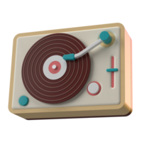 3D Rendering of Retro Music Turntable Icon for Website, Application, and Banner. Retro Mutable 3D Illustration.sic Turn png