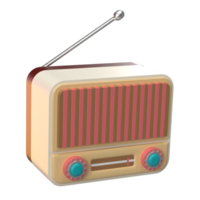 3D Rendering of Retro Radio Icon for Website, Application, and Banner. Retro Radio 3D Illustration. png