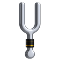 3D icon tuning fork in grey metallic color. png