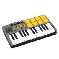 3D Icon of digital midi controller keyboard in gray yellow color png