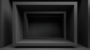 3d rendering of empty black box with a light photo