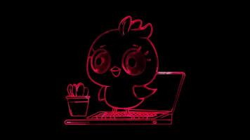 Neon frame effect, bird window on black background video