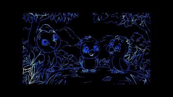 Neon frame effect, bird window on black background video