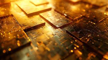 Golden abstract background with many squares photo