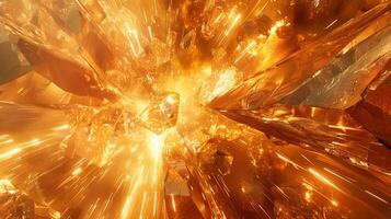 A golden explosion is seen in the background photo