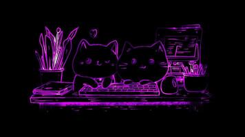 Neon frame effect, Printer print communication on black background video