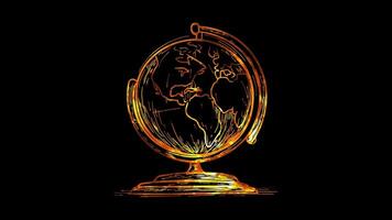 Neon frame effect, globe model on black background video