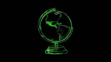 Neon frame effect, globe model on black background video