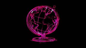 Neon frame effect, globe model on black background video