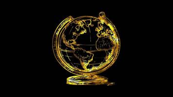 Neon frame effect, globe model on black background video