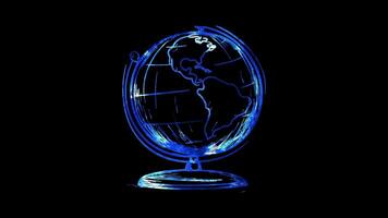 Neon frame effect, globe model on black background video