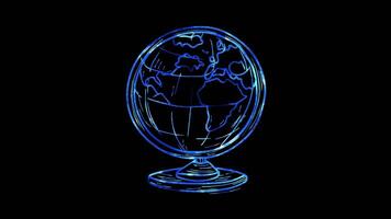 Neon frame effect, globe model on black background video