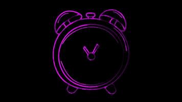 Neon frame effect, Clock on black background video