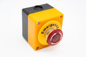 Stop Button. emergency stop button. Big Red emergency button or stop button for manual pressing. photo