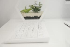 close up of a white computer keyboard photo