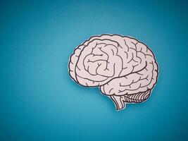 A brain shape made from paper on a blue background photo