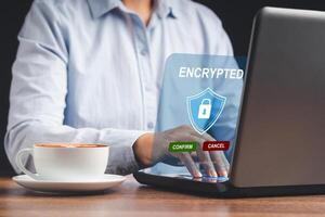 The virtual screen is encrypted to protect data personal on the network system photo