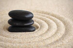 Black Zen stones on circles formation with customizable space for text photo
