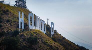Partial View of Hollywood Sign with Communication Towers photo