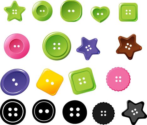 Sewing Buttons flat sketch illustration