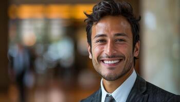 Smiling Businessman in Suit Portrait for Success, Leadership, and Professionalism photo