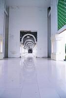 hallway with white walls and floors photo