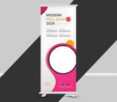 Modern corporate colorful roll up standee banner design template and x banner design vector