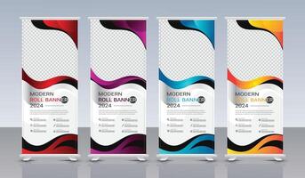 Roll up banner template set vector