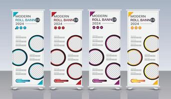 Modern corporate colorful roll up standee banner design template and x banner design vector