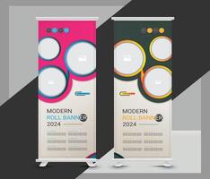 Commercial roll up banner template design vector