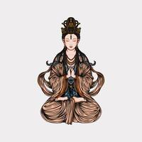 Bodhisattva guanyin hand drawn illustration vector