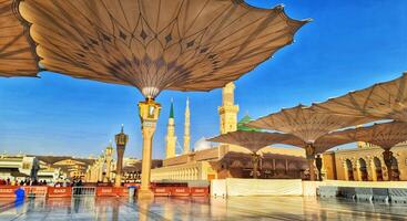 Medina, Saudi Arabia on March 1, 2024. Queues of female Umrah pilgrims from all over the world line up to enter Raudhah or the Tomb of the Prophet Muhammad. Gate 37. Use a registered Tasreh or Nusuk. photo