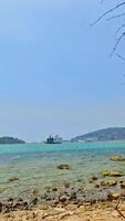 Merak, Indonesia on July 9 2023. A ferry ship with the code Ferizu is heading to the port of Merak. photo