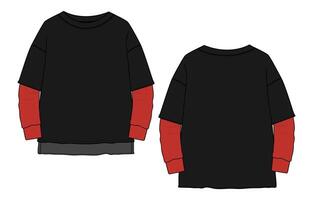 A black and red sweatshirt with sleeves vector