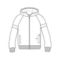 The measurements for a hoodie with a zipper vector