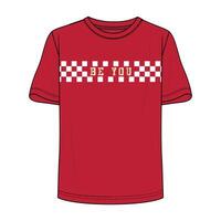 Red t shirt with chest print design isolated on red color template vector